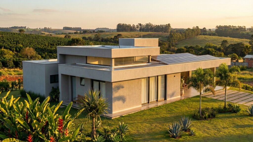 Representação de casa de alto padrão construída no interior de SP