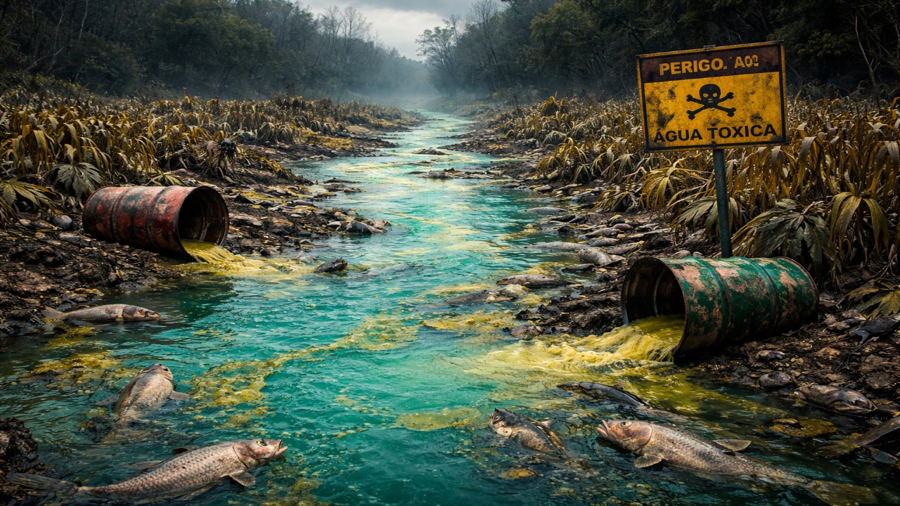 Rios contaminados com cianeto e outros elementos causaram a suspensão das plantas que processam minerais
