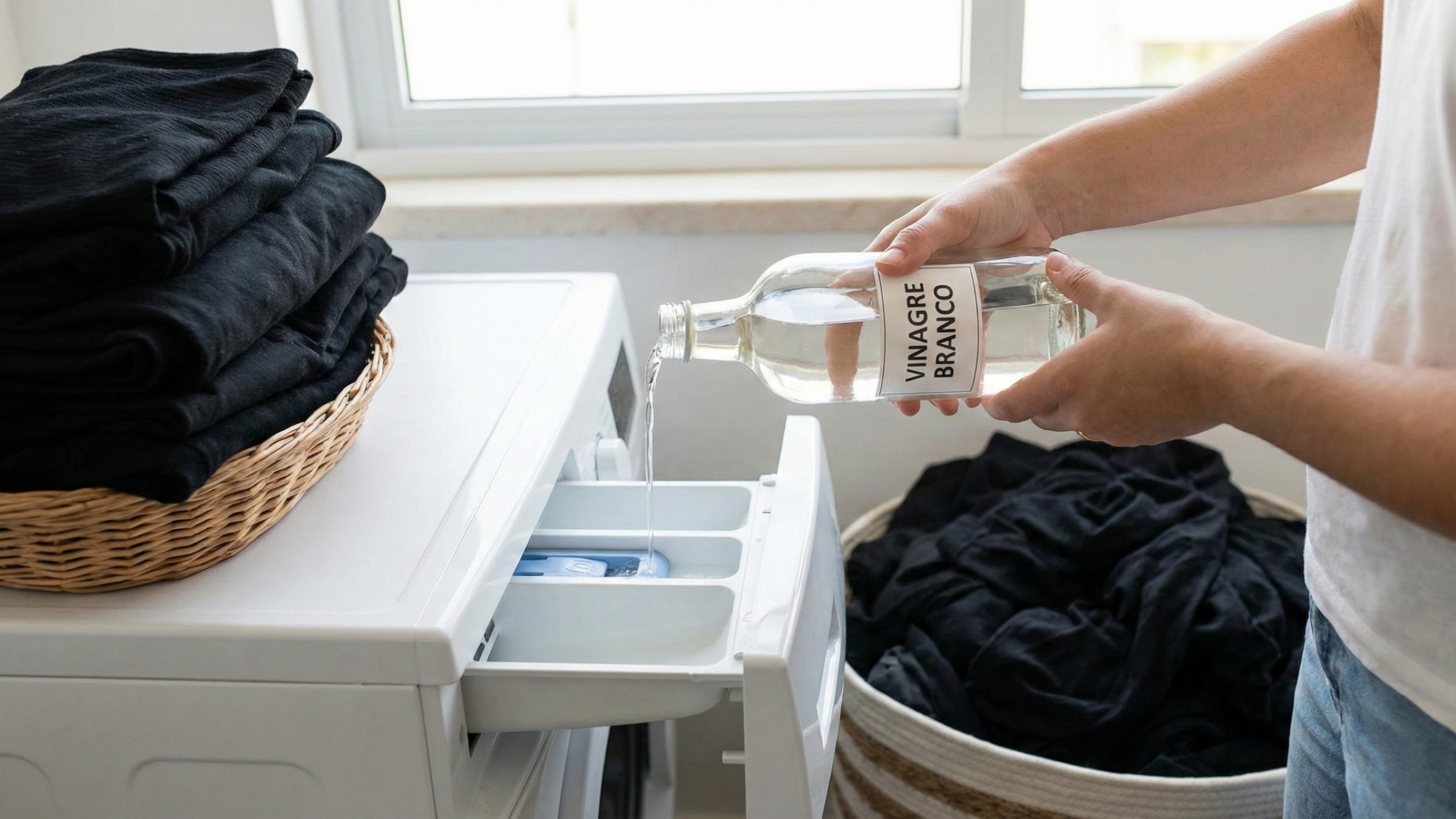 O truque do vinagre para manter a roupa preta como nova na lavagem