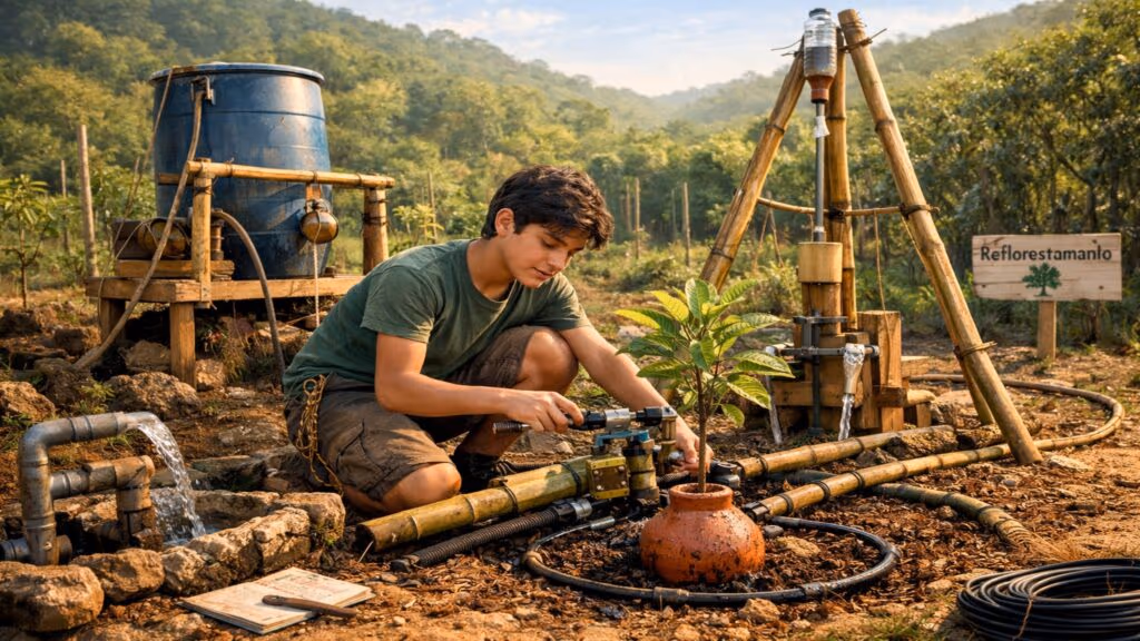 Sistema de irrigação automática sem energia gera água direto nas raízes
