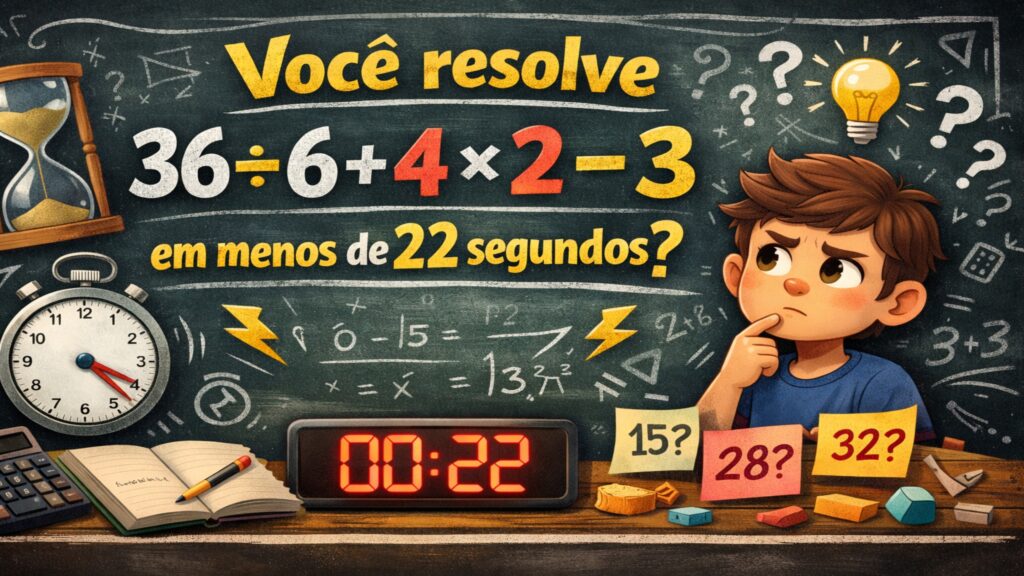 Você resolve 36 ÷ 6 + 4 × 2 – 3 em menos de 22 segundos?