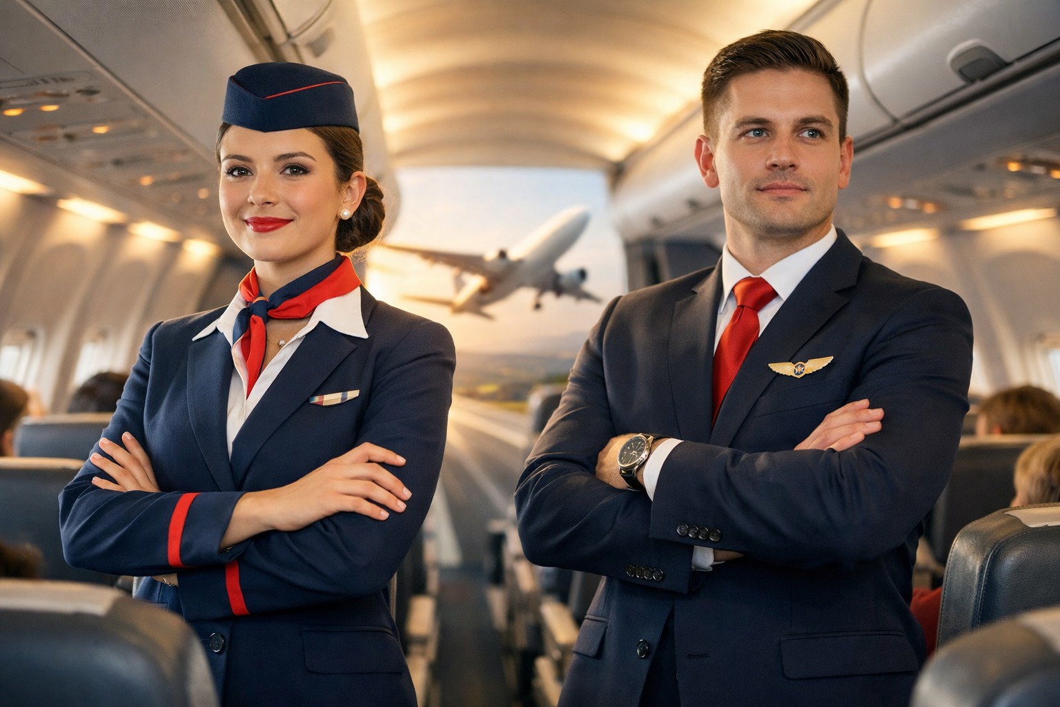 Por que os comissários de bordo ficam de braços cruzados durante a decolagem e o pouso