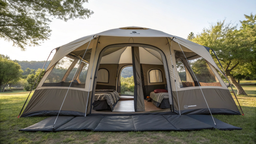 Como é acampar na barraca que é maior que uma casa em um dia chuvoso