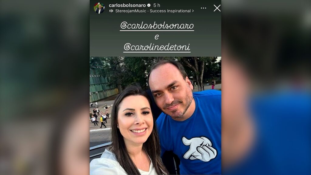 Em disputa no PL, Carlos e Caroline de Toni publicam foto juntos