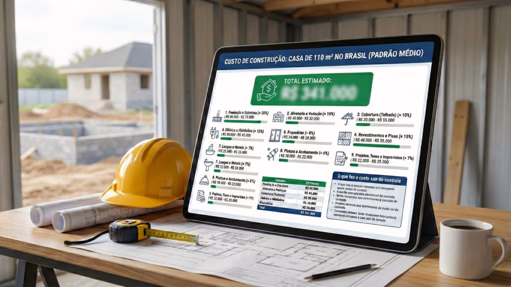 Quanto custa construir uma casa de 110 m2 no Brasil hoje