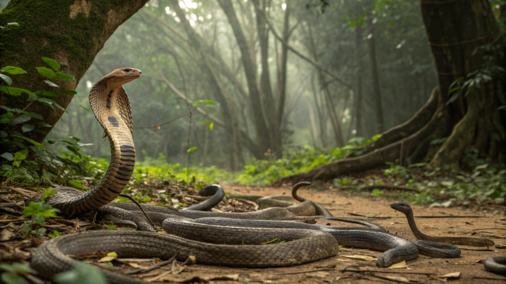 A cobra-real enfrenta outras serpentes em batalhas mortais pelo território