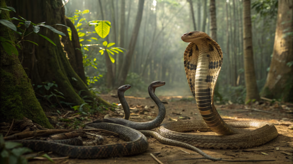 A cobra-real enfrenta outras serpentes em batalhas mortais pelo território