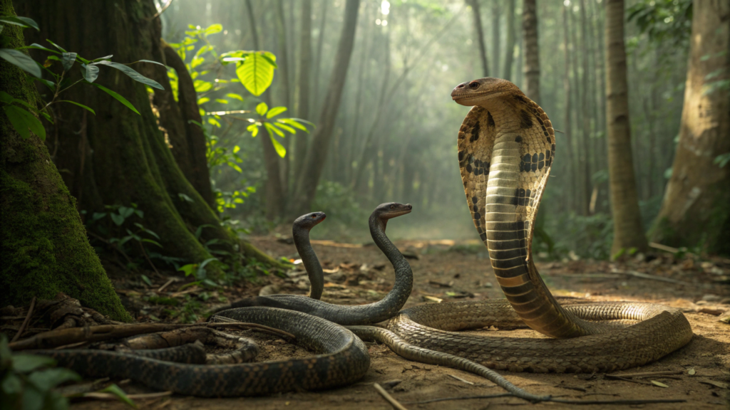 A cobra-real enfrenta outras serpentes em batalhas mortais pelo território
