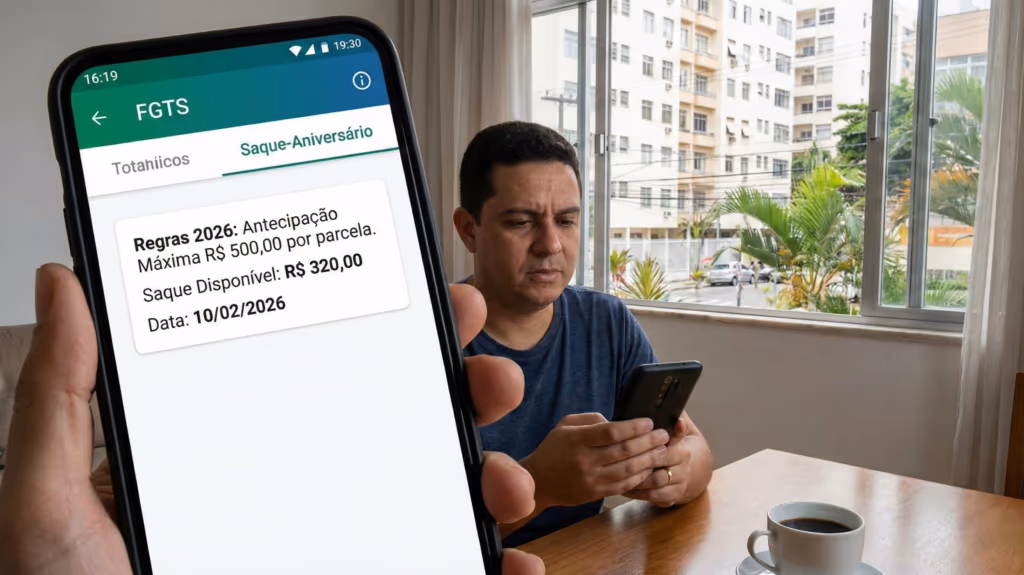 Saque aniversário do FGTS muda em 2026 e reduz o valor disponível para quem antecipou o empréstimo