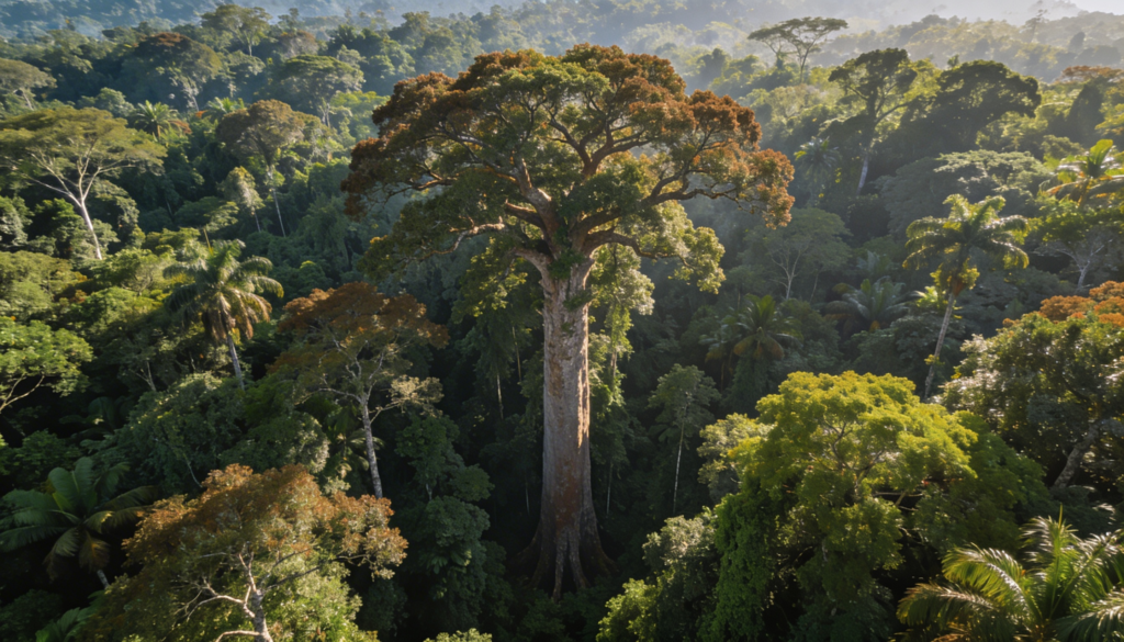 Ela fica na Amazônia e é a árvore mais alta já registrada no Brasil, ultrapassando 80 metros