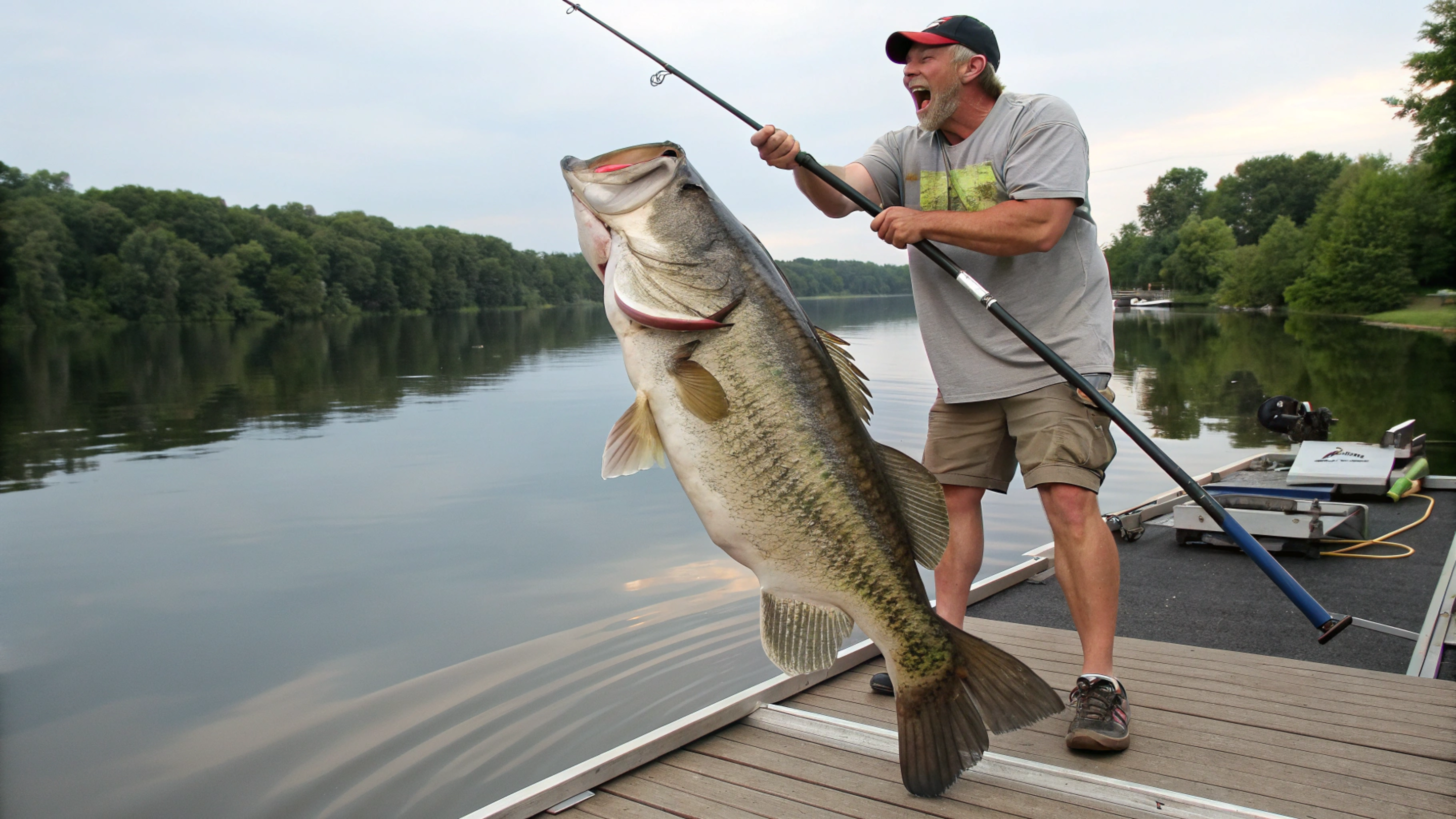 Homem pesca peixe-jacaré de 70 kg e 2,1 metros e impressiona pescadores