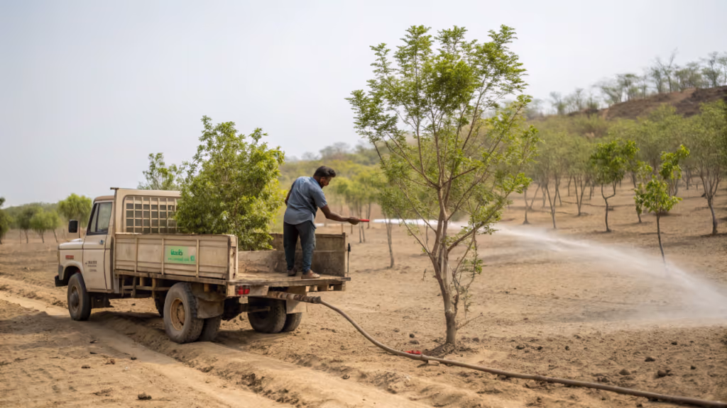 Ele pegou um caminhão velho e transformou deserto em floresta sozinho