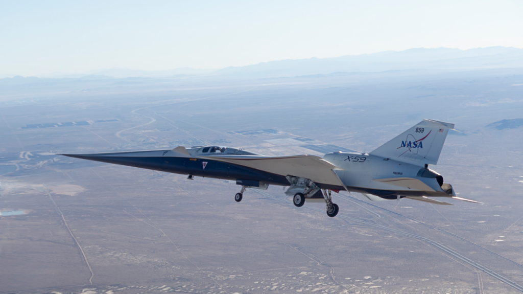 O programa Quesst visa utilizar o X-59 para estudos do estampido causado pelo sonic boom - NASA/Lori Losey