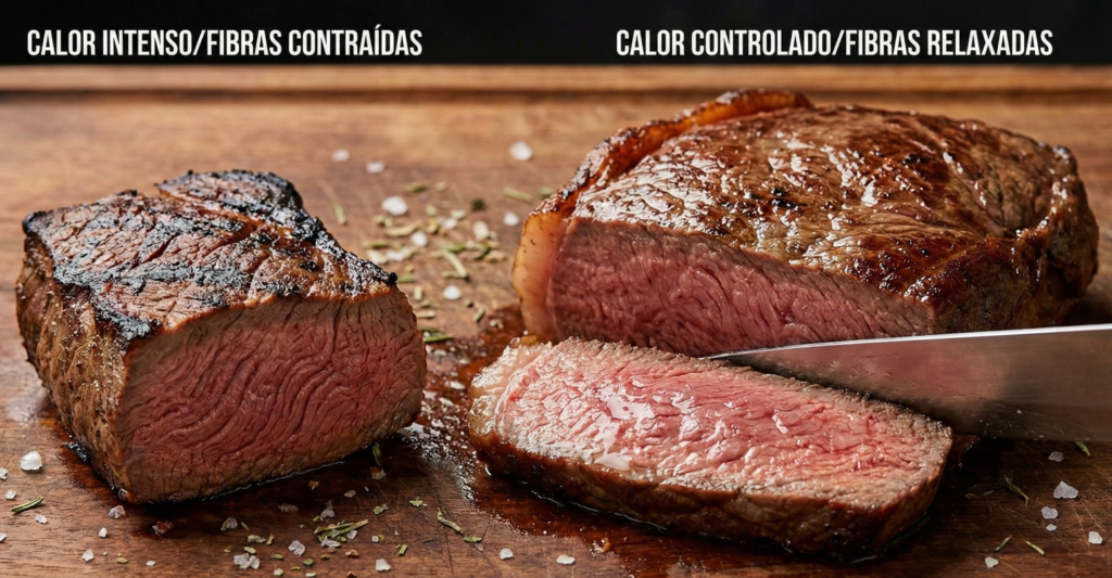 O calor do fogo influencia muito como será o resultado da carne