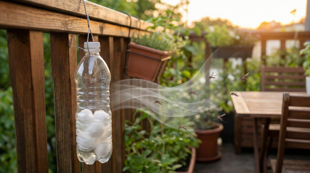 Os gases criados pelo vinagre em evaporação mantém os mosquitos longe