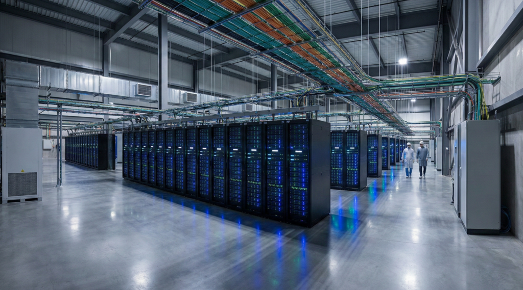 O processamento de dados ocorre em grandes data centers pelo mundo