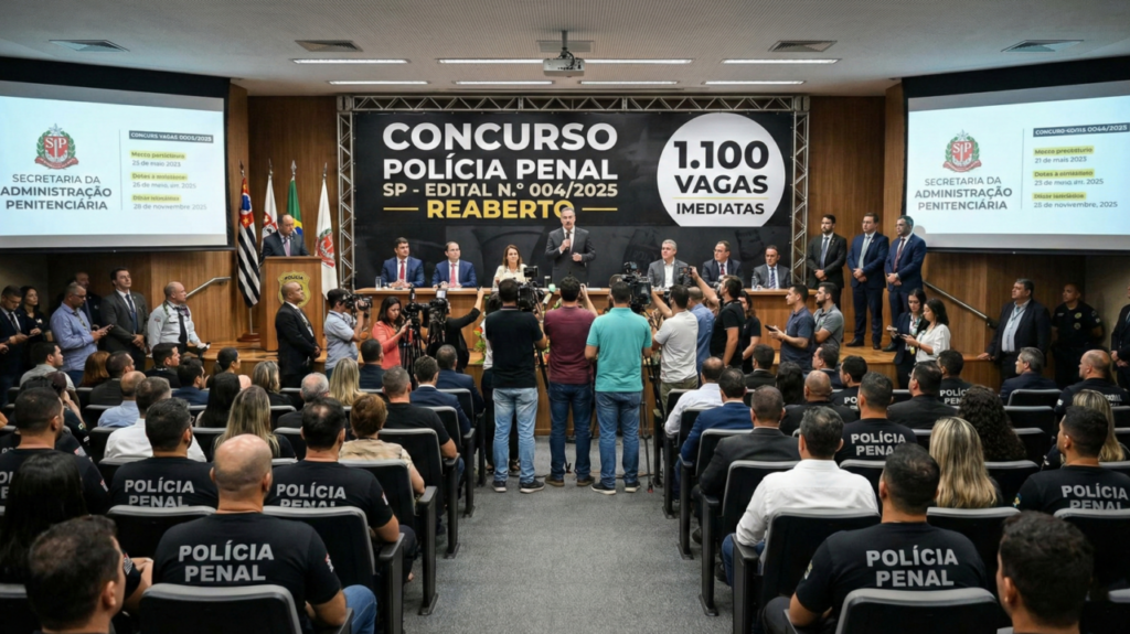 Concurso da Polícia Penal SP é reaberto com 1.100 vagas e salário de quase R$ 4,7 mil