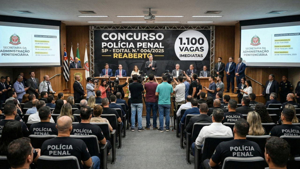 Concurso da Polícia Penal SP é reaberto com 1.100 vagas e salário de quase R$ 4,7 mil