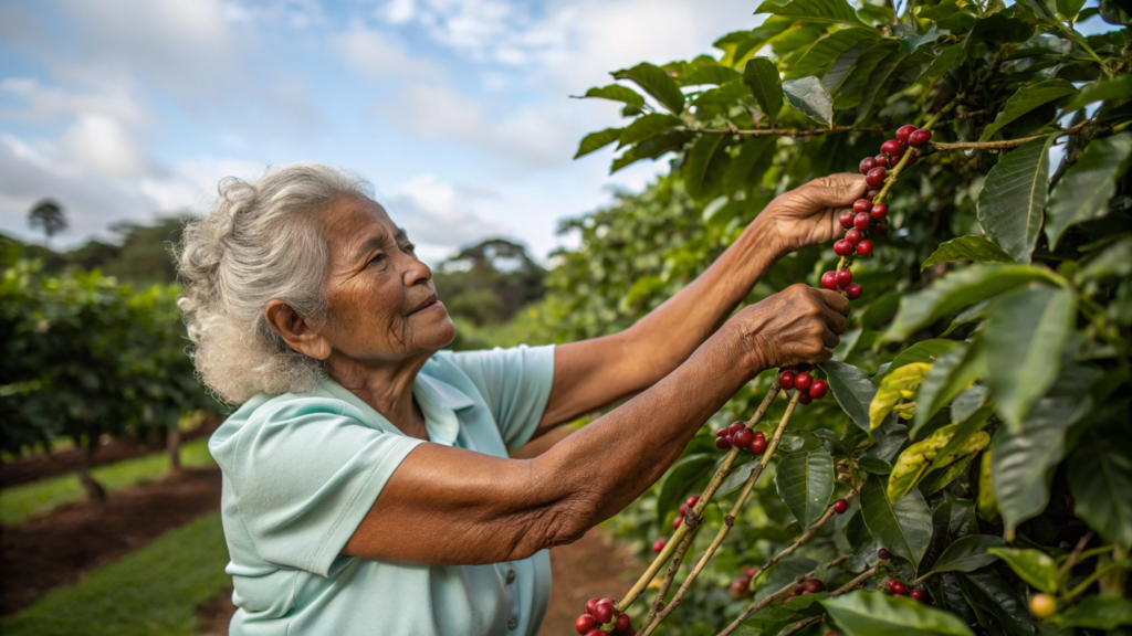 Essa mulher de 89 anos colhe café a planta e faz tudo sozinha