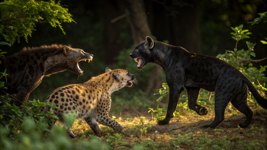 A guerra invisível entre panteras e hienas por território que quase ninguém presencia