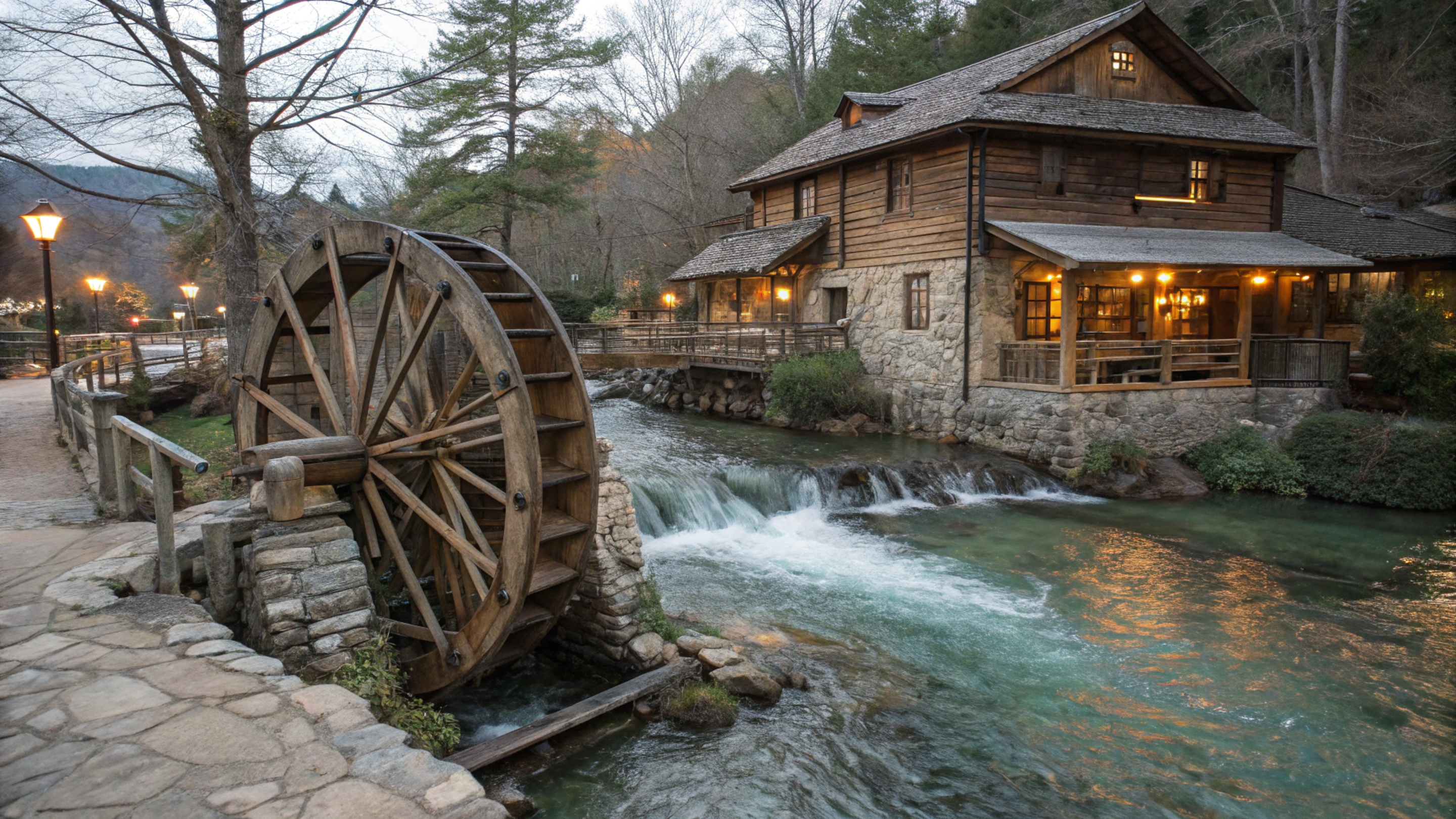 Esse riacho acende lâmpadas em casa usando só madeira