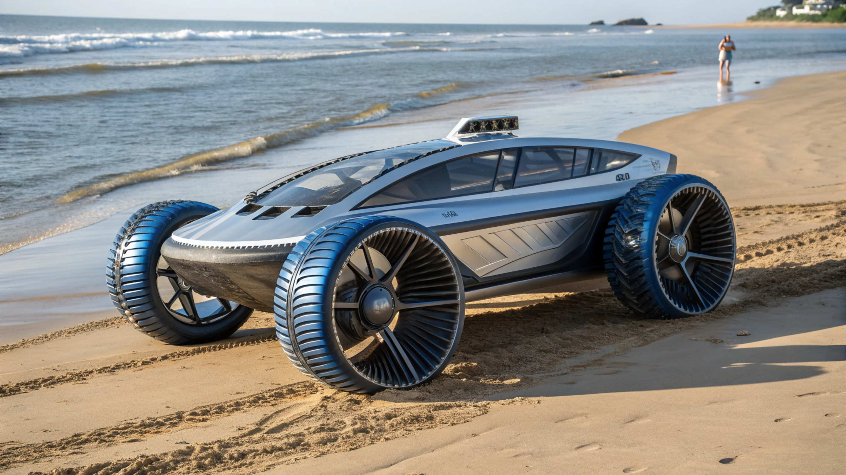 Esses veículos andam na rua e flutuam na água sem parar em nenhum dos dois