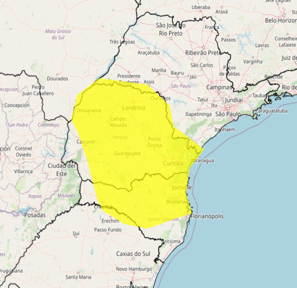 Alerta do Inmet para forte tempestade na 2°feira, 02