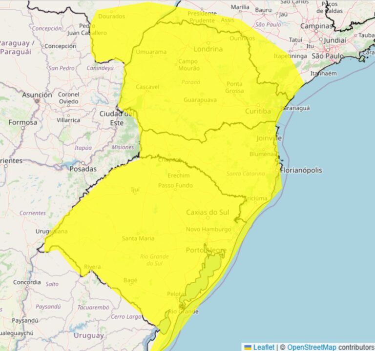 Alerta do Inmet para fortes chuvas entre os dias 07 e 09, veja as regiões