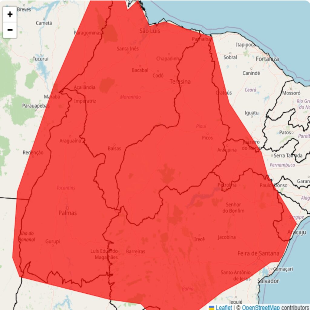 Alerta vermelho do Inmet para forte chuva e acumulado na 4°feira, 04