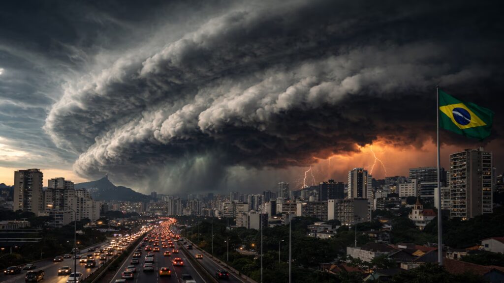 Alerta vermelho do Inmet para forte chuva e acumulado na 4°feira, 04