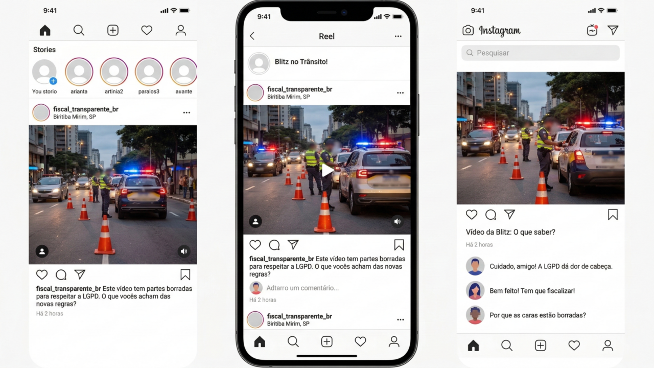 Filmar a blitz é uma coisa, postar em redes sociais é outra