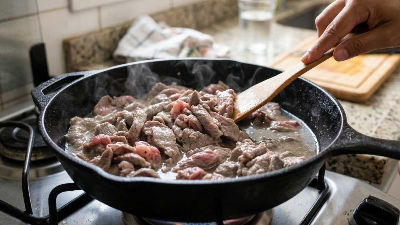 Muita carne junta pode diminuir a temperatura do cozimento, causando o enrijecimento da carne