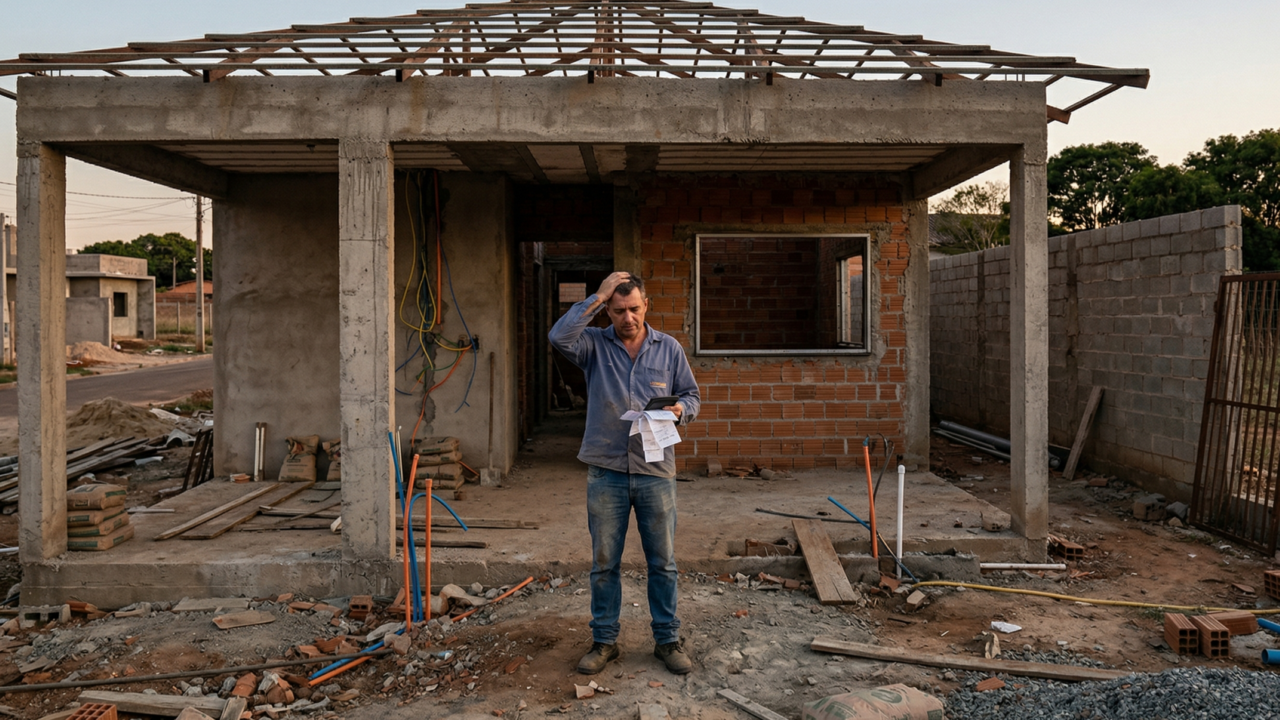 Construir ficou mais caro, precisando de muito mais dinheiro para construir o mesmo tanto