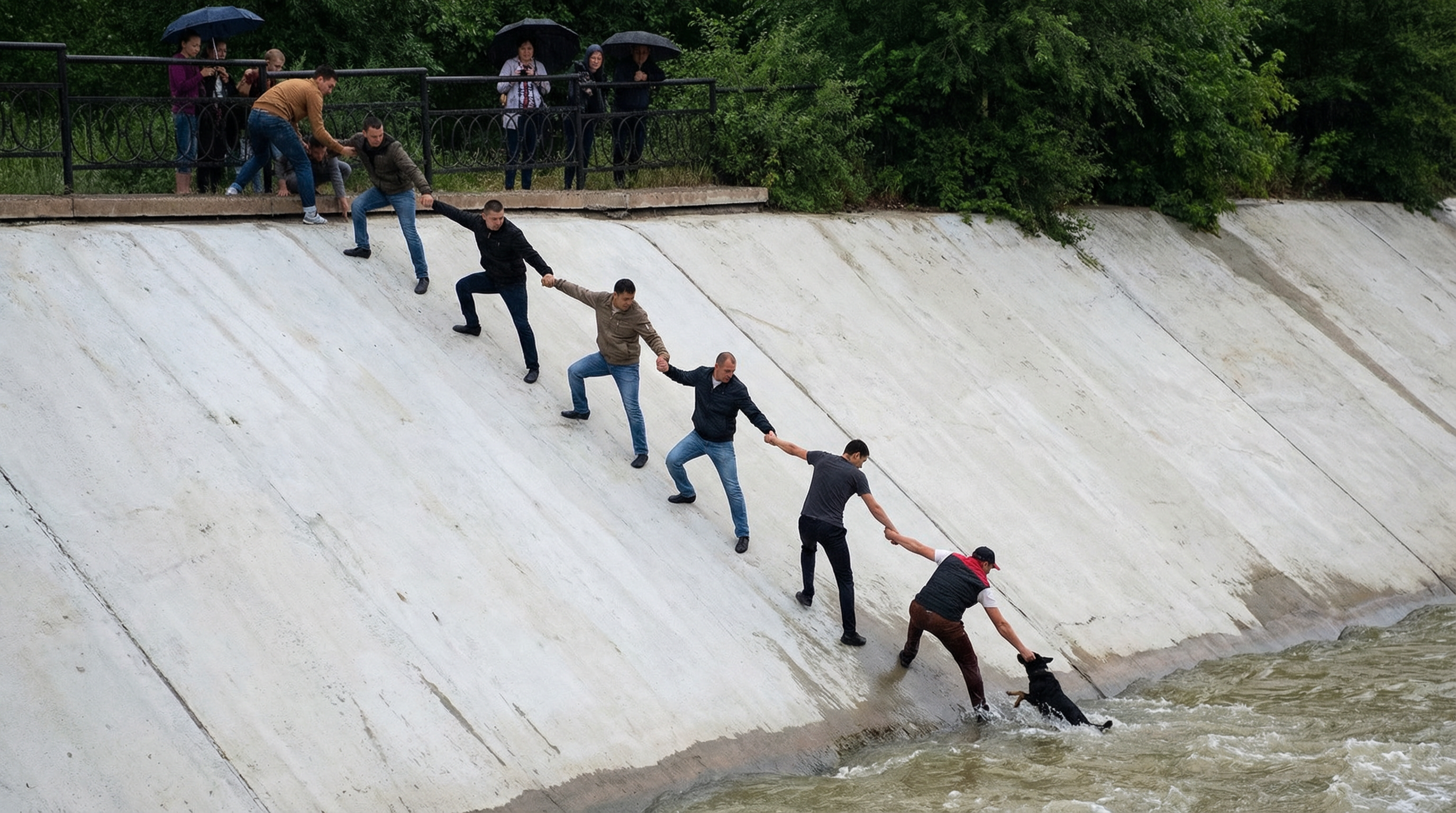 Jovens são homenageados com estátua após terem salvado cãozinho de correnteza