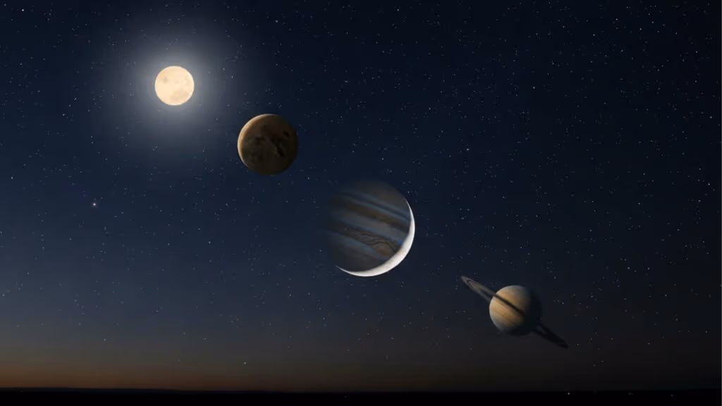Alinhamento planetário raro é visto da Terra, um fenômeno único