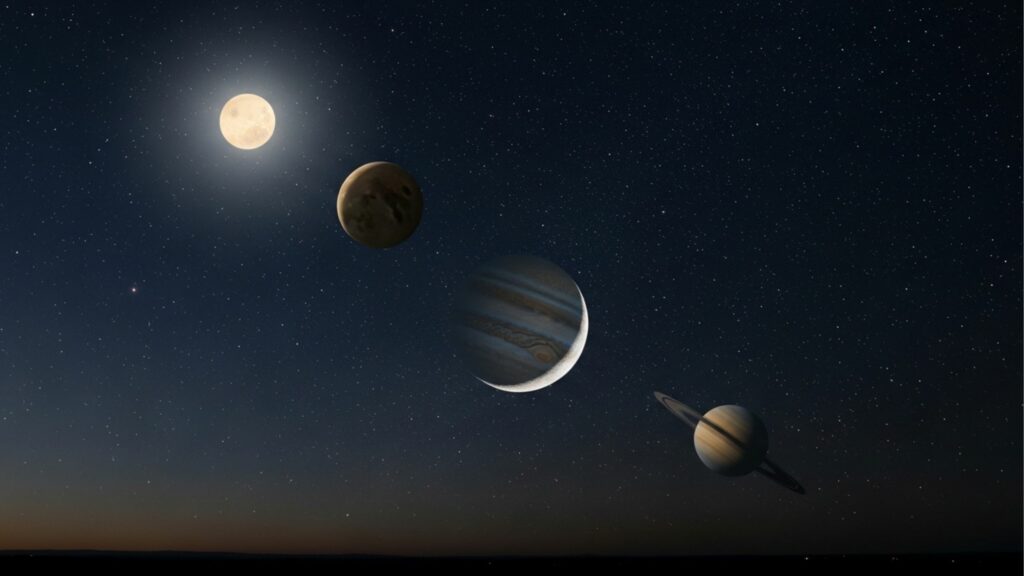 Alinhamento planetário raro é visto da Terra, um fenômeno único