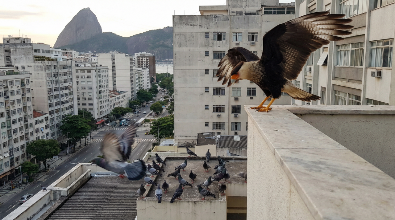 Gavião-carcará volta a dominar áreas urbanas e ajuda a controlar superpopulação de pombos