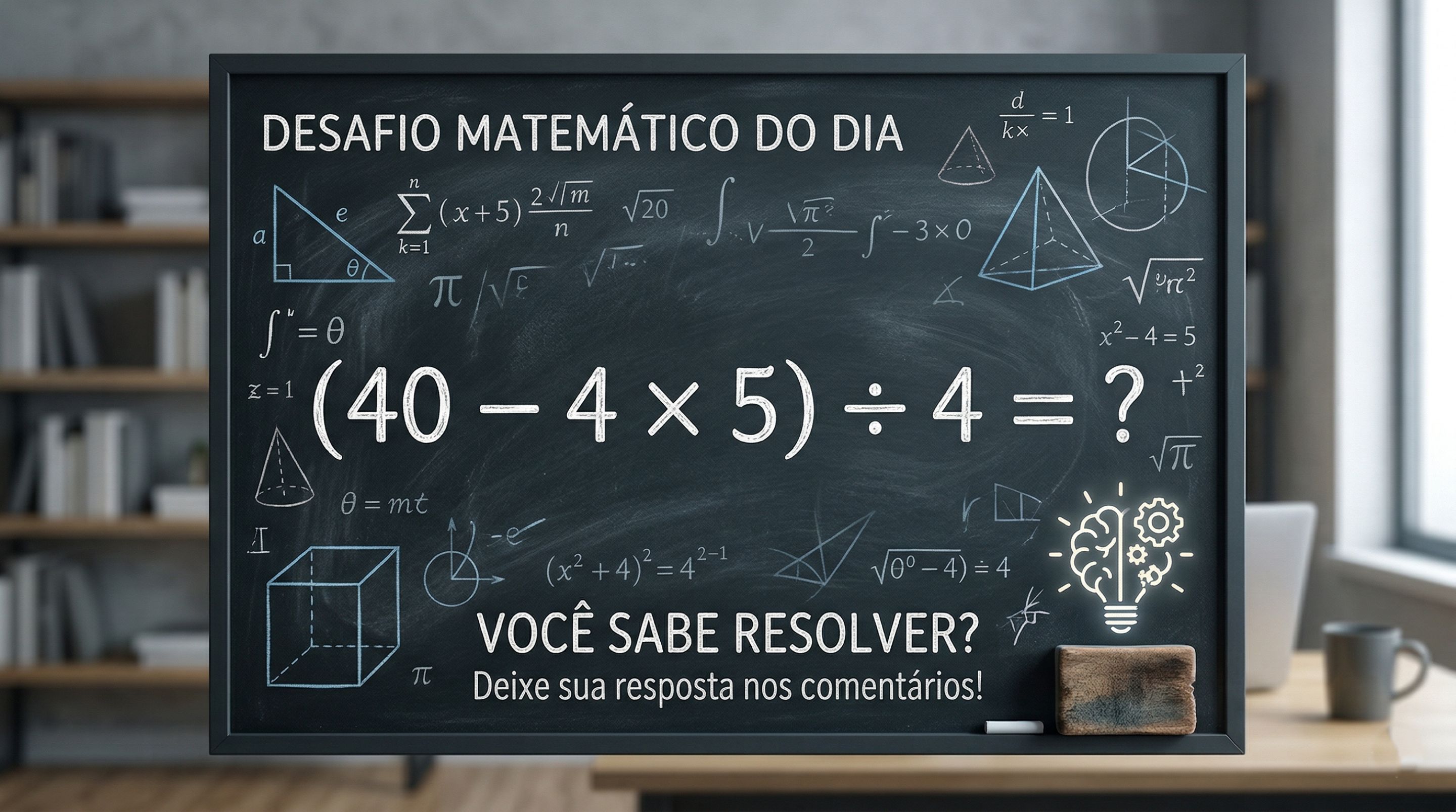 Quanto é (40 – 4 × 5) ÷ 4? Apenas os mais sagazes conseguem resolver