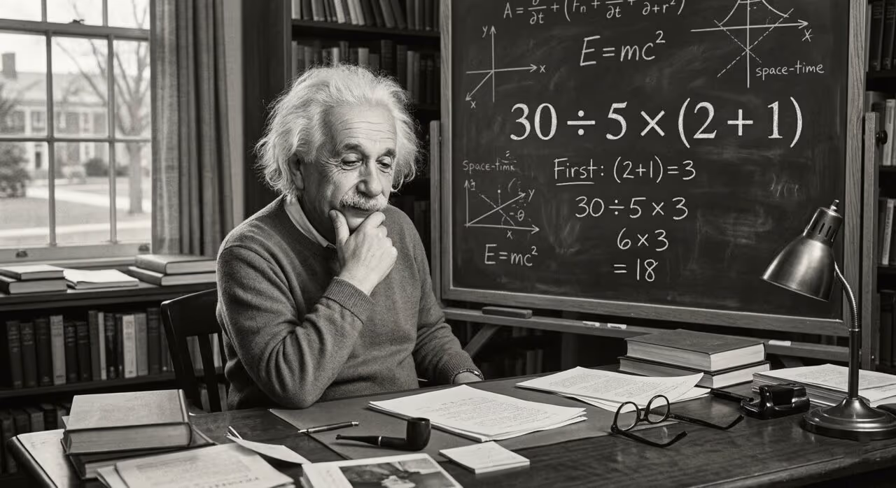 Você acha que resolve 30 ÷ 5 × (2 + 1) sem ter que usar calculadora?
