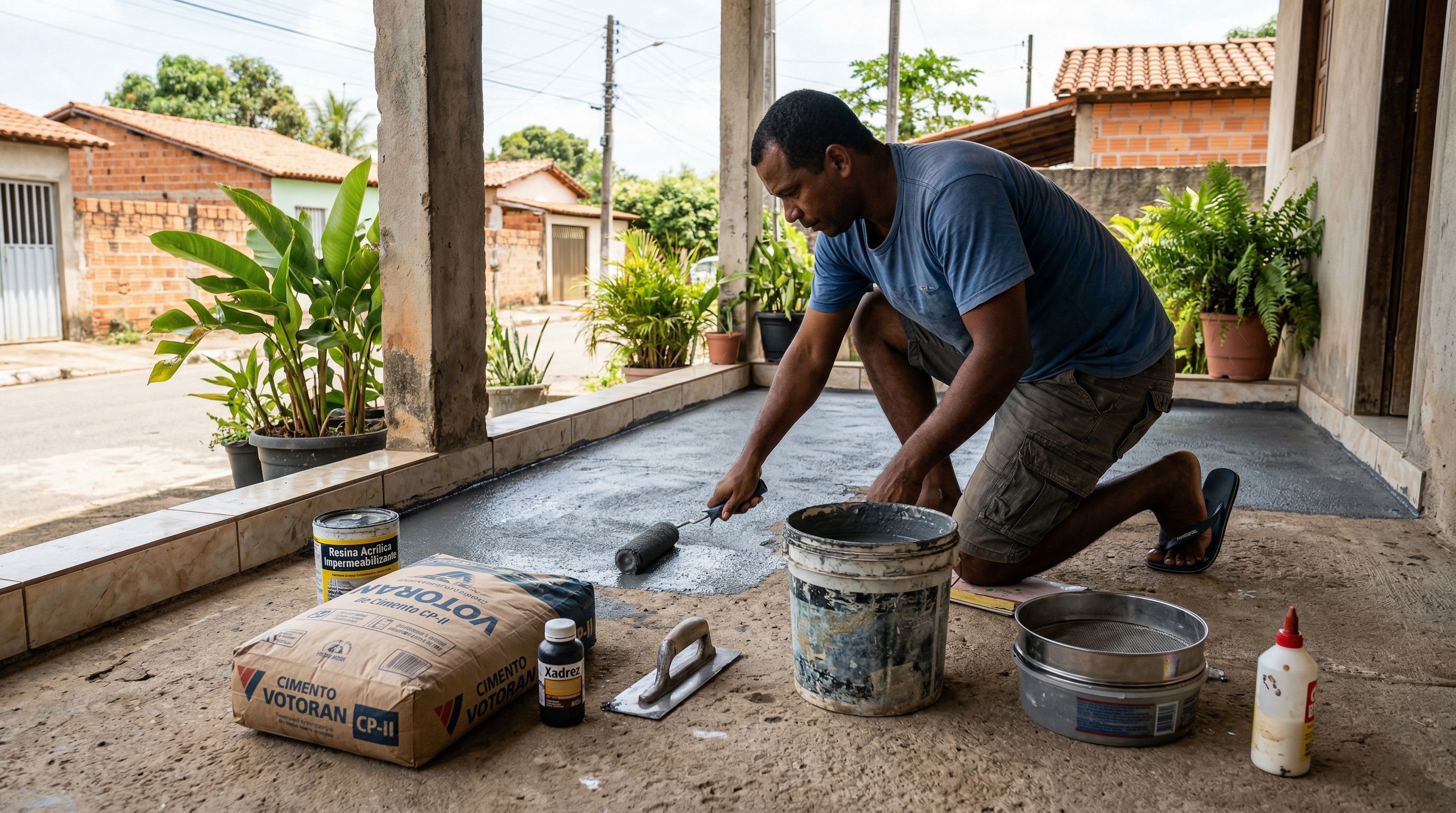 Misturar cimento, resina e pigmento: a tinta caseira que pode dar acabamento uniforme e proteção extra ao concreto