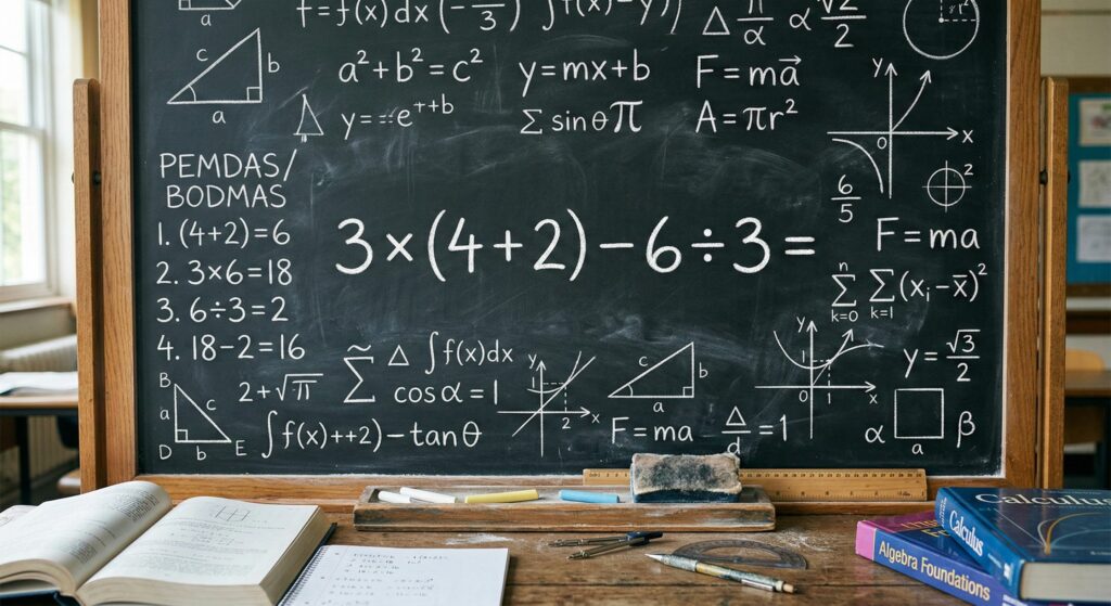 Consegue resolver 3 × (4 + 2) – 6 ÷ 3 sem calculadora?