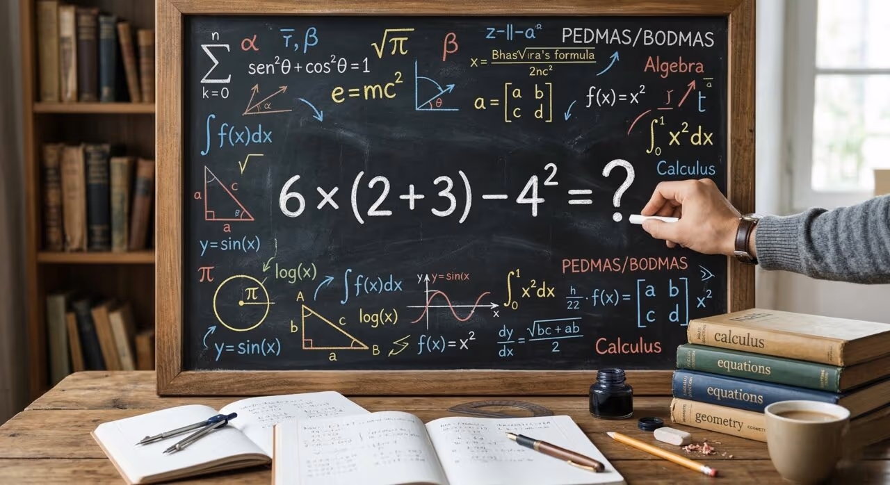 Você consegue resolver 6 × (2 + 3) – 4² em menos de 34 segundos?