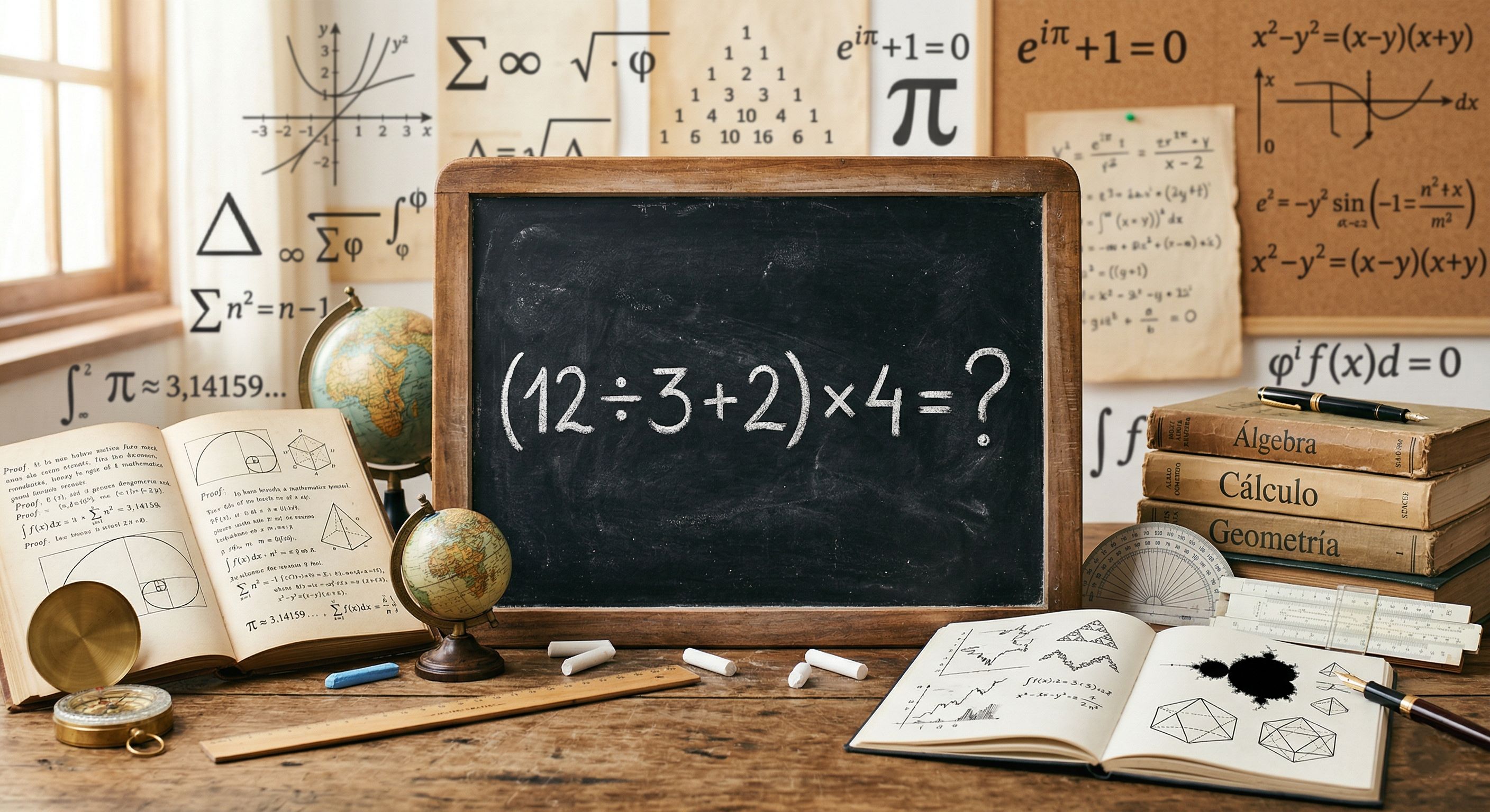 Quanto é (12 ÷ 3 + 2) × 4? A equação que parece fácil, mas muitos erram a ordem