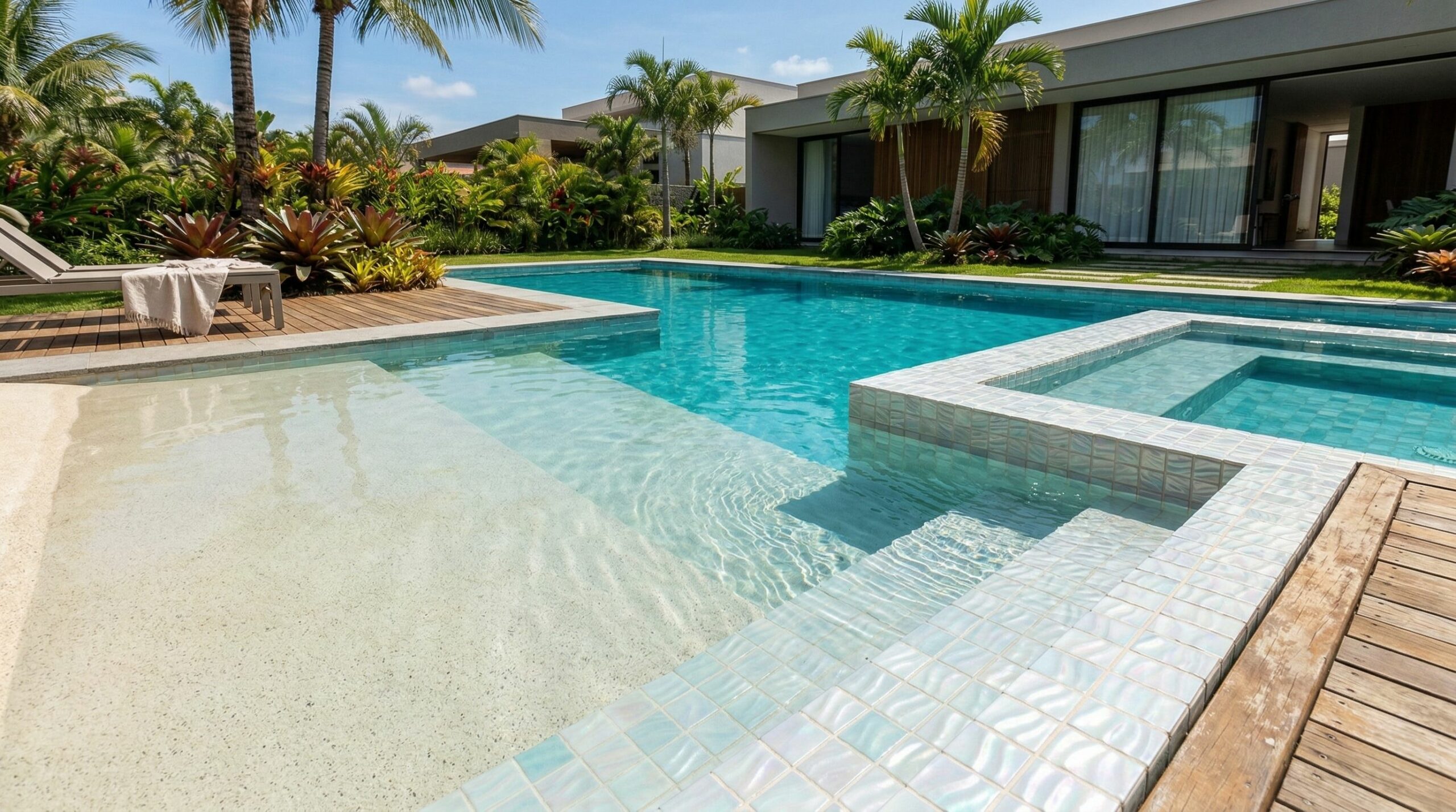 Essa dica transforma o fundo da piscina em areia e mar cristalino e dá efeito de profundidade