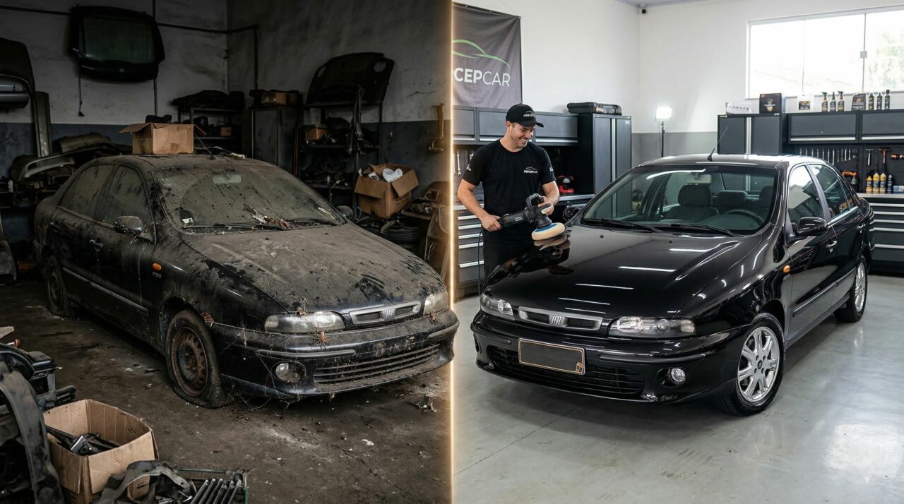 Fiat Marea abandonado pelo dono ganha nova vida e passa a valer cerca de R$ 10 mil