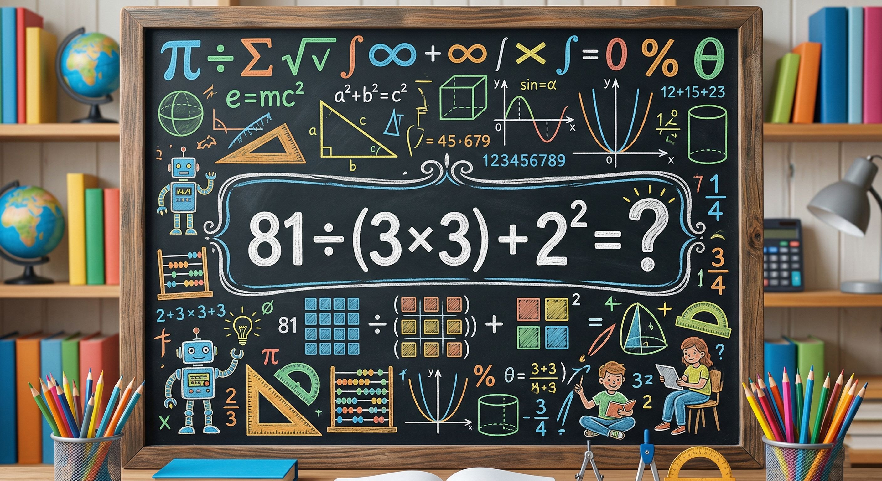 Quanto é 81 ÷ (3 × 3) + 2²? Uma mistura de parênteses e potência que embaralha a cabeça