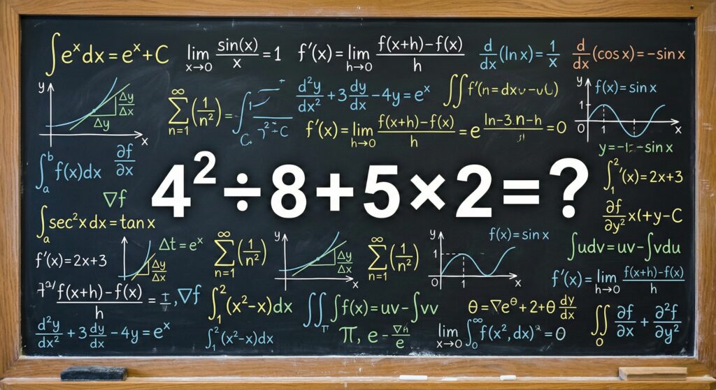 Você consegue decifrar 4² ÷ 8 + 5 × 2 = ? em menos de 23 segundos?