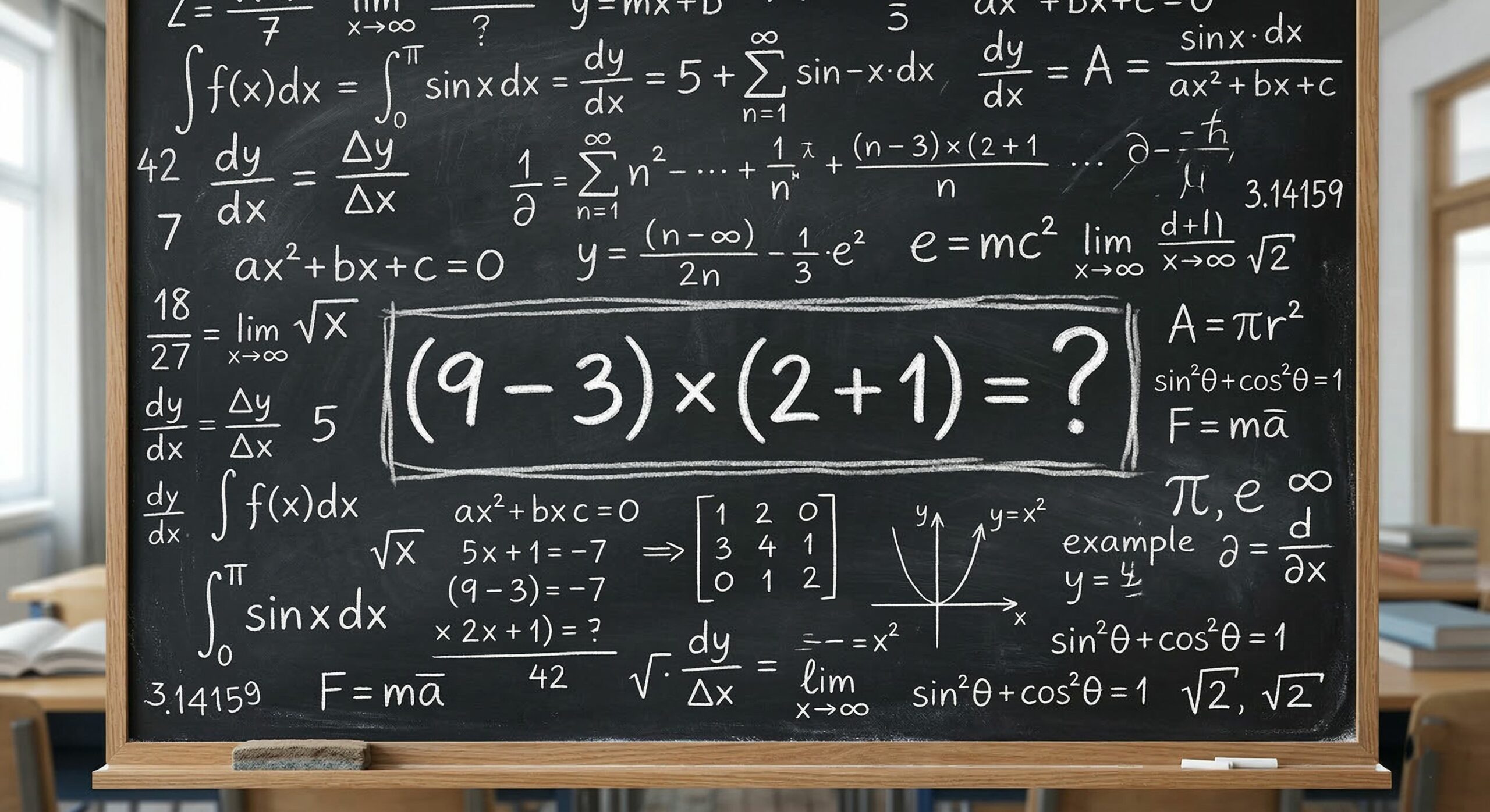 Por que a equação (9 – 3) × (2 + 1) derruba mais de 90% das pessoas que tentam