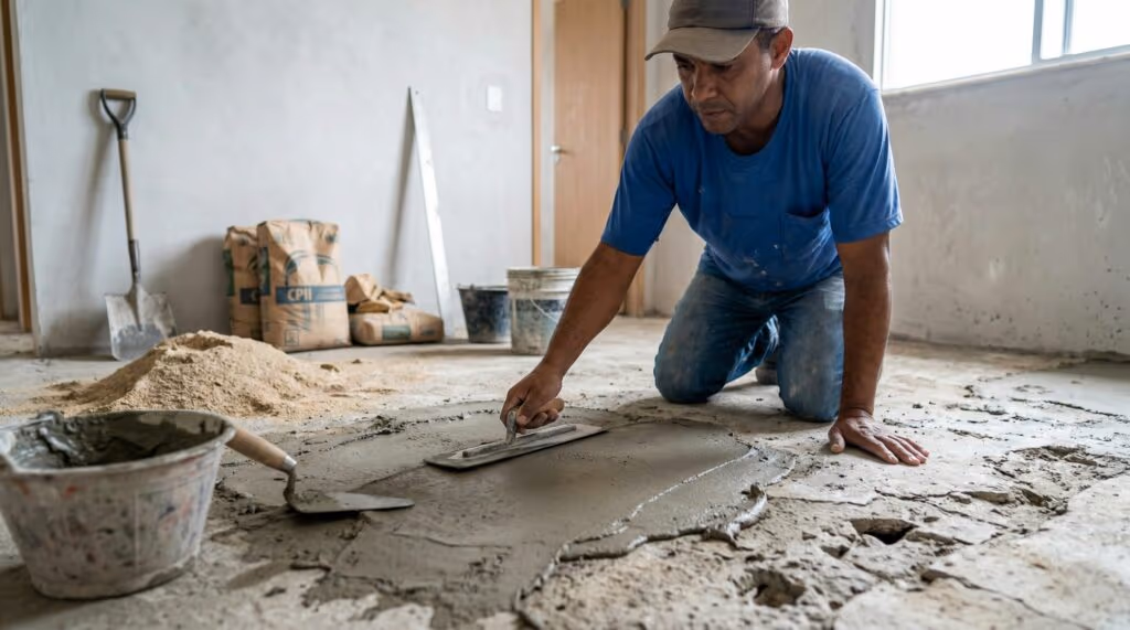 Misturar cimento com areia fina: a combinação perfeita para reparos e nivelamento do piso
