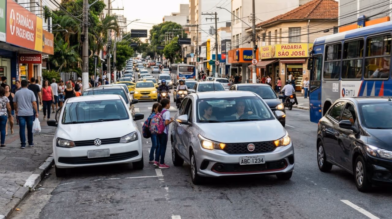 O que diz a lei sobre parar ”só um minutinho” em fila dupla?